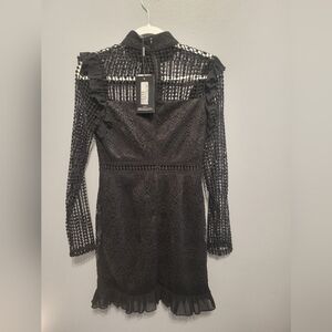 PrettyLittleThing Black Lace Mini Dress